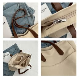 image-Large Capacity Handbag Canvas Texture Niche Shoulder Tote Bag