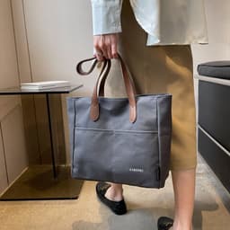 image-Large Capacity Handbag Canvas Texture Niche Shoulder Tote Bag