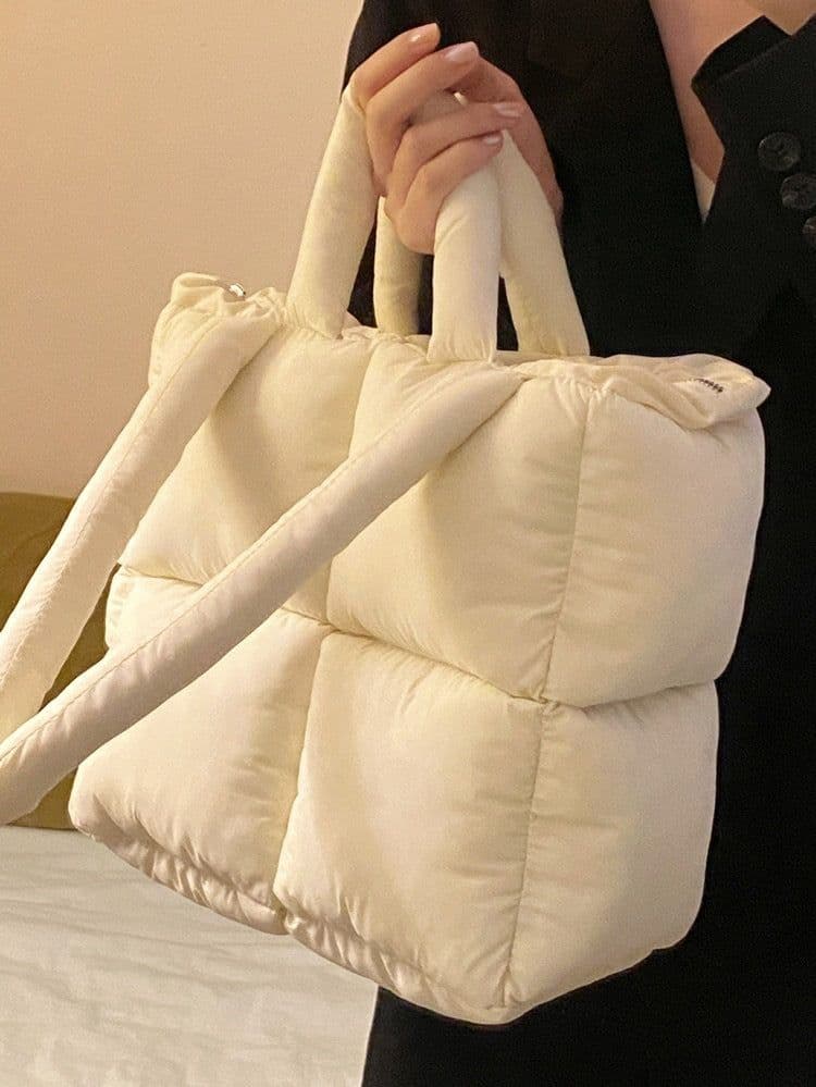 image-High-grade Diamond Soft Cotton Filled Large Capacity Handbag For Women