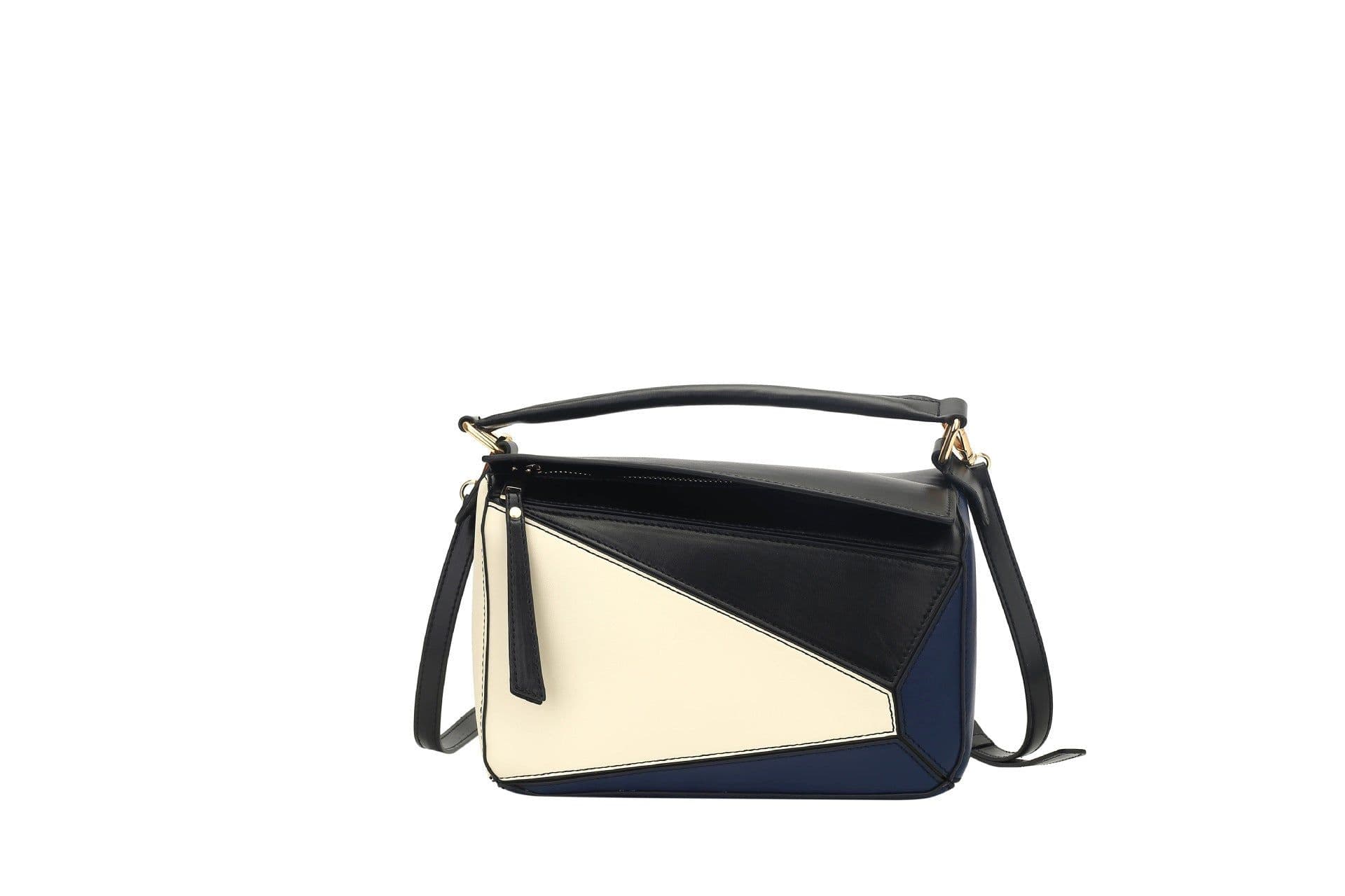 image-Contrast Color Geometric Shoulder Bag For Women