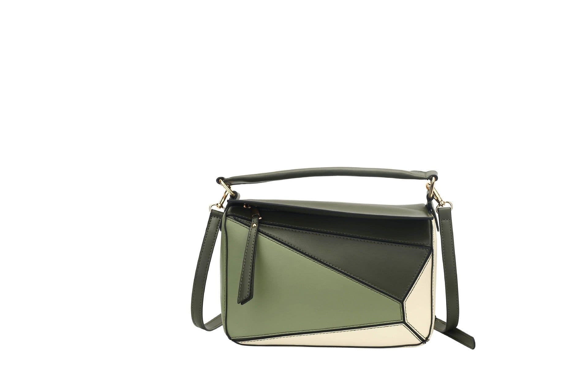 image-Contrast Color Geometric Shoulder Bag For Women