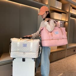 image-Large Capacity Totes Travel Duffle Bags Dry And Wet Separation Fitness Gym Shoulder Bag For Weekender Overnight Essentials Mommy Handbag