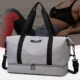 image-Large Capacity Travel Duffle Bag With Shoes Compartment Portable Sports Gym Fitness Waterfproof Shoulder Bag Weekender Overnight Handbag Women