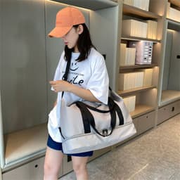 image-Large Capacity Travel Duffle Bag With Shoes Compartment Portable Sports Gym Fitness Waterfproof Shoulder Bag Weekender Overnight Handbag Women