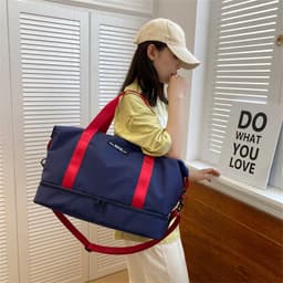 image-Large Capacity Travel Duffle Bag With Shoes Compartment Portable Sports Gym Fitness Waterfproof Shoulder Bag Weekender Overnight Handbag Women