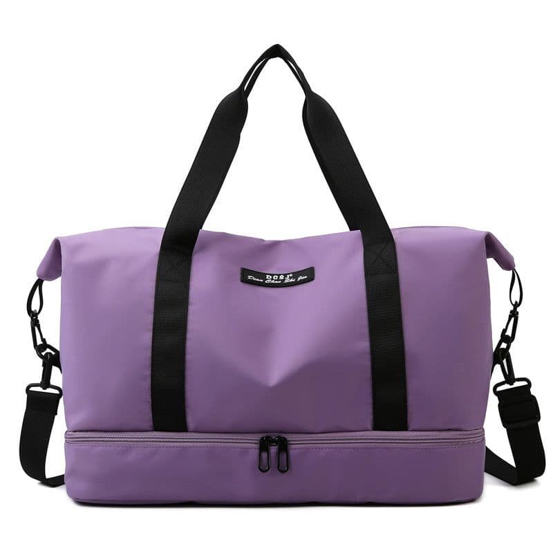image-Large Capacity Travel Duffle Bag With Shoes Compartment Portable Sports Gym Fitness Waterfproof Shoulder Bag Weekender Overnight Handbag Women