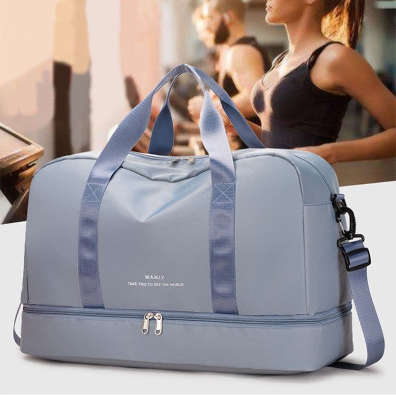 image-Expandable Travel Bags Dry And Wet Separation Sports Fitness Handbag Women's Large Capacity Totes For Weekend Overnight Shoulder Bag