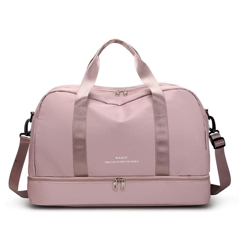 image-Expandable Travel Bags Dry And Wet Separation Sports Fitness Handbag Women's Large Capacity Totes For Weekend Overnight Shoulder Bag