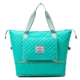 image-Foldable Travel Duffle Bag With Rhombus Sewing Design Large Capacity Fitness Handbag Portable Versatile Shoulder Bags Expandable Organizer