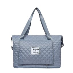 image-Foldable Travel Duffle Bag With Rhombus Sewing Design Large Capacity Fitness Handbag Portable Versatile Shoulder Bags Expandable Organizer