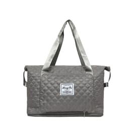 image-Foldable Travel Duffle Bag With Rhombus Sewing Design Large Capacity Fitness Handbag Portable Versatile Shoulder Bags Expandable Organizer