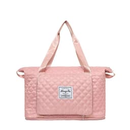 image-Foldable Travel Duffle Bag With Rhombus Sewing Design Large Capacity Fitness Handbag Portable Versatile Shoulder Bags Expandable Organizer
