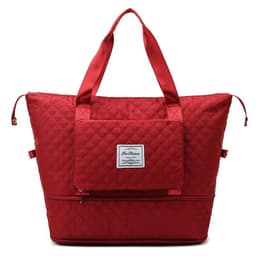 image-Foldable Travel Duffle Bag With Rhombus Sewing Design Large Capacity Fitness Handbag Portable Versatile Shoulder Bags Expandable Organizer