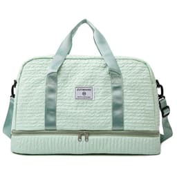 image-Solid Color Travel Duffle Bag With Ruched Design Portable Luggage Bag Dry And Wet Separation Fitness Gym Shoulder Bag For Weekender Overnight Handbags Women