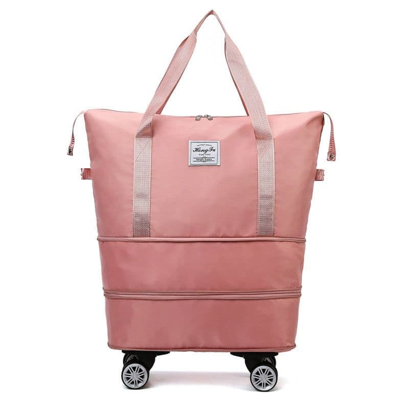 image-New Universal Wheel Travel Bag With Double-layer Dry And Wet Separation Fitness Yoga Shoulser Bags Sports Fitness Large Capacity Handbag Women