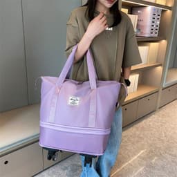 image-New Universal Wheel Travel Bag With Double-layer Dry And Wet Separation Fitness Yoga Shoulser Bags Sports Fitness Large Capacity Handbag Women