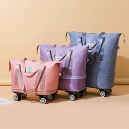 image-New Universal Wheel Travel Bag With Double-layer Dry And Wet Separation Fitness Yoga Shoulser Bags Sports Fitness Large Capacity Handbag Women