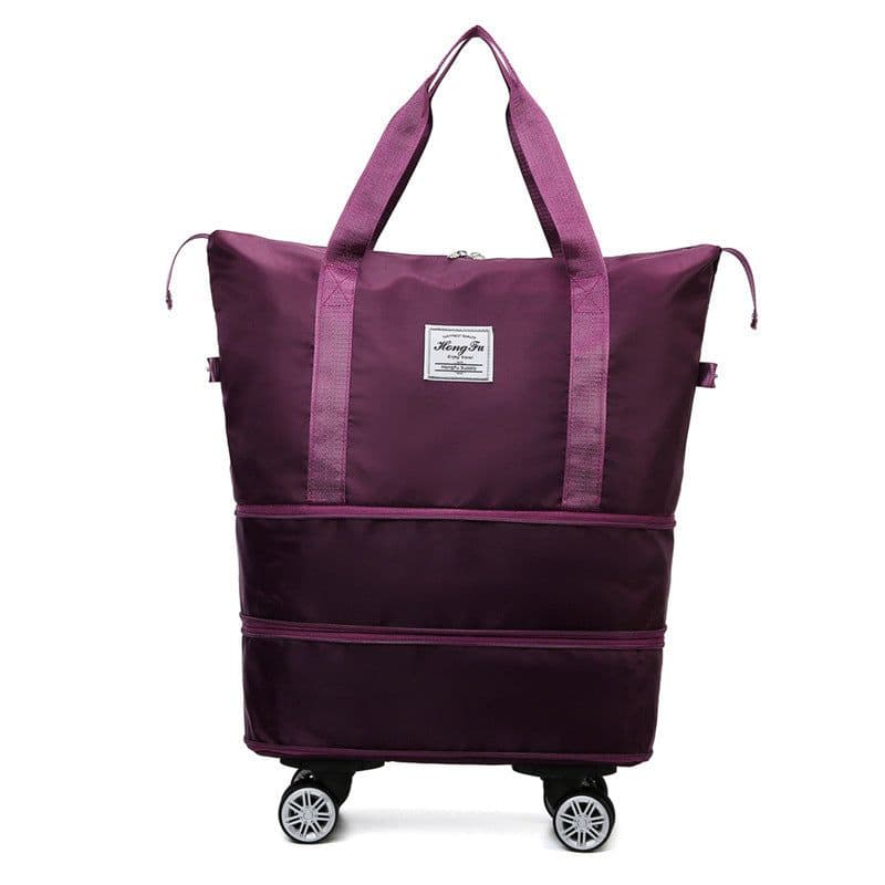 image-New Universal Wheel Travel Bag With Double-layer Dry And Wet Separation Fitness Yoga Shoulser Bags Sports Fitness Large Capacity Handbag Women