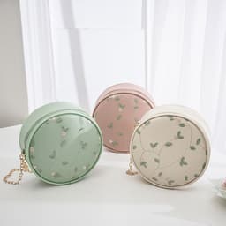 image-Simple Embroidery Small Round Bag Women