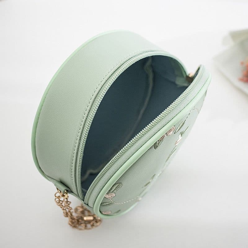 image-Simple Embroidery Small Round Bag Women