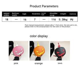 image-Contrast Color Cartoon Funny Pumpkin Crossbody Shoulder Bag
