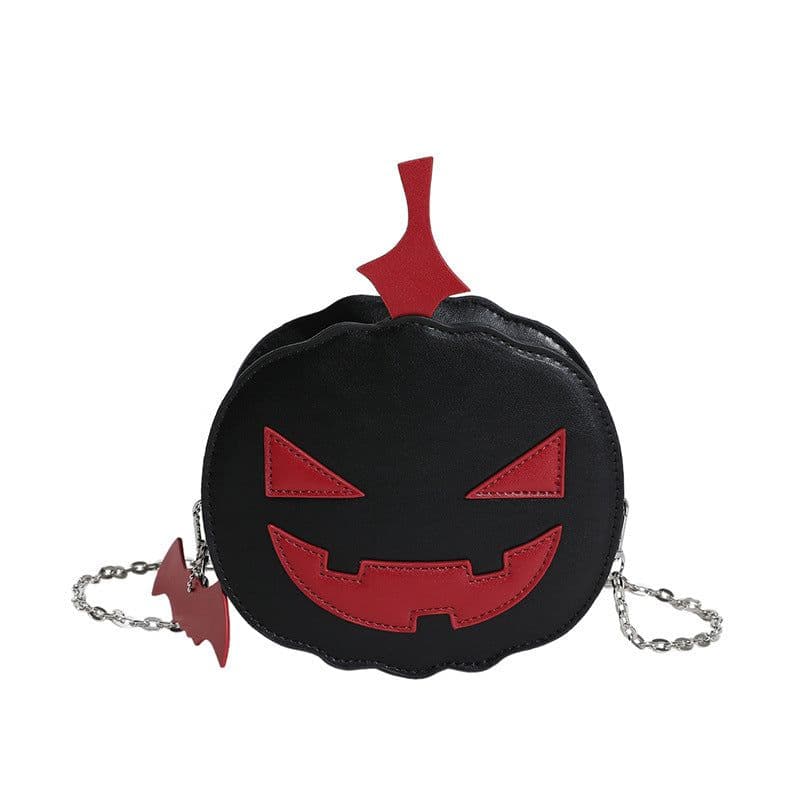 image-Contrast Color Cartoon Funny Pumpkin Crossbody Shoulder Bag