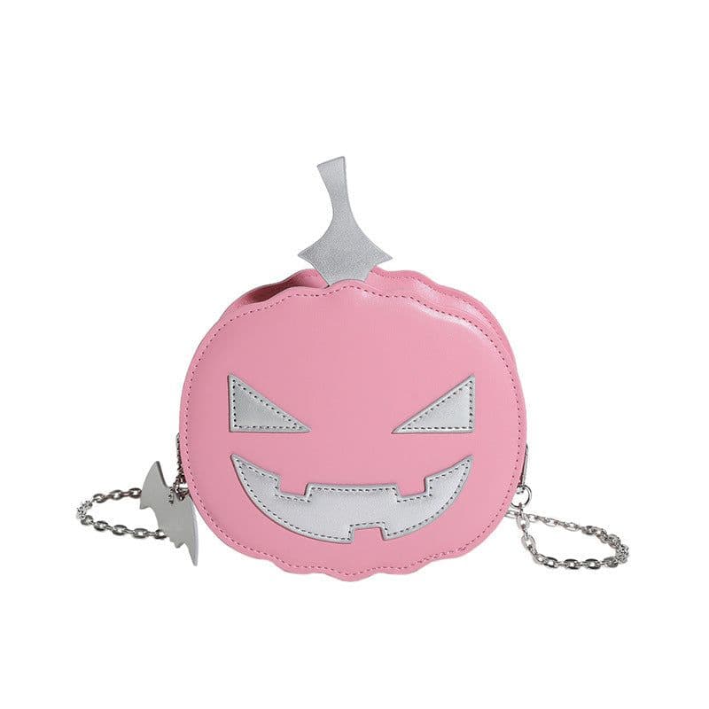 image-Contrast Color Cartoon Funny Pumpkin Crossbody Shoulder Bag