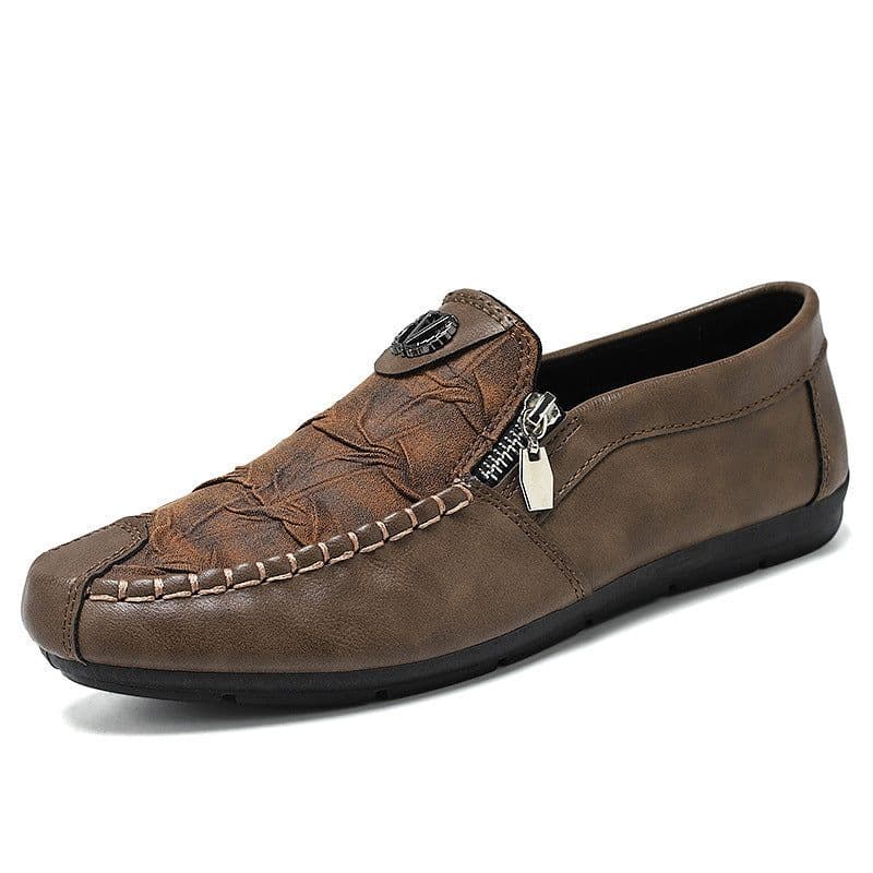 image-Vintage Zipper Casual Leather Shoes