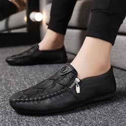 image-Vintage Zipper Casual Leather Shoes
