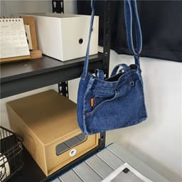 image-Men's And Women's Fashion Denim Messenger Bag