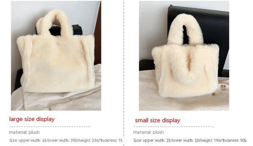 image-Winter Women's Fashion Large Capacity Plush Hand-carrying Bag