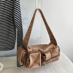image-Niche Locomotive Style Multi-pocket Retro Denim Shoulder Messenger Bag