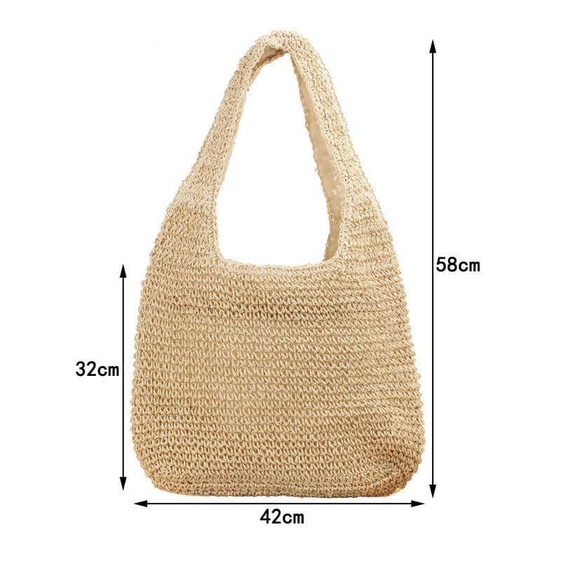 image-One-shoulder Straw Bag Hand-woven Large Capacity