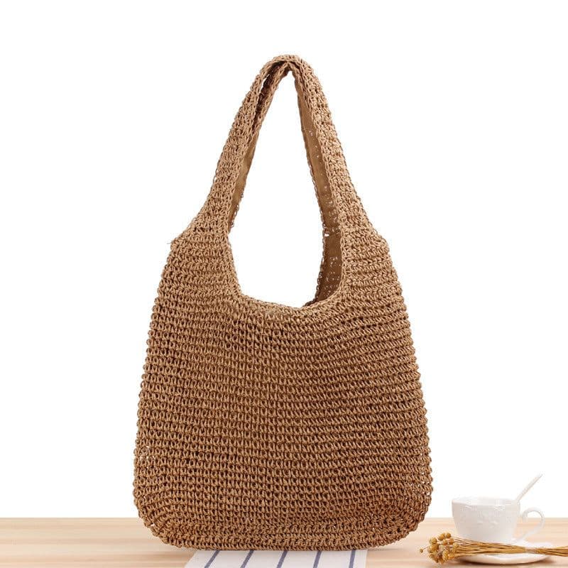 image-One-shoulder Straw Bag Hand-woven Large Capacity
