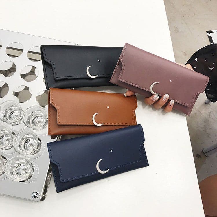 image-Star Moon Rivet Zipper Soft Leather Coin Wallet