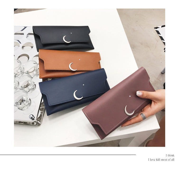 image-Star Moon Rivet Zipper Soft Leather Coin Wallet