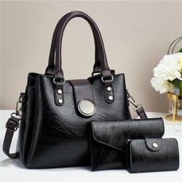 image-Women's Fashion Simple Large Capacity Shoulder Messenger Handbag Three-piece Set