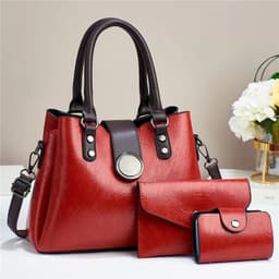 image-Women's Fashion Simple Large Capacity Shoulder Messenger Handbag Three-piece Set