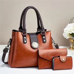 image-Women's Fashion Simple Large Capacity Shoulder Messenger Handbag Three-piece Set