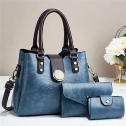 image-Women's Fashion Simple Large Capacity Shoulder Messenger Handbag Three-piece Set