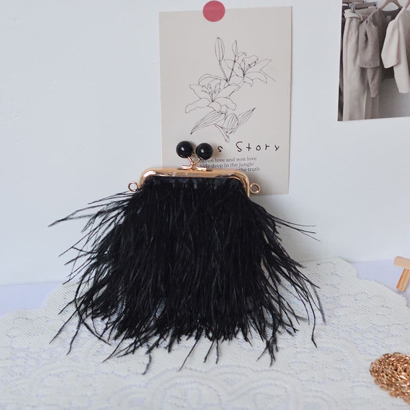 image-Single-sided Ostrich Fashion Clutch Crossbody Bag