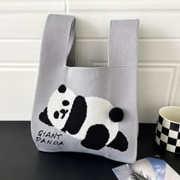 image-Vest Bag Knitted Cute Panda Shoulder Handbag