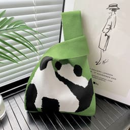 image-Vest Bag Knitted Cute Panda Shoulder Handbag