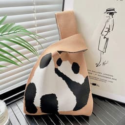 image-Vest Bag Knitted Cute Panda Shoulder Handbag