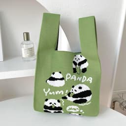image-Vest Bag Knitted Cute Panda Shoulder Handbag