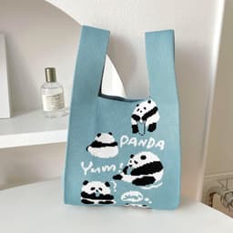 image-Vest Bag Knitted Cute Panda Shoulder Handbag