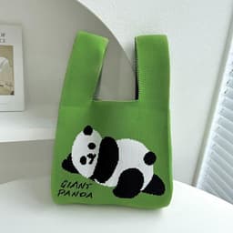 image-Vest Bag Knitted Cute Panda Shoulder Handbag