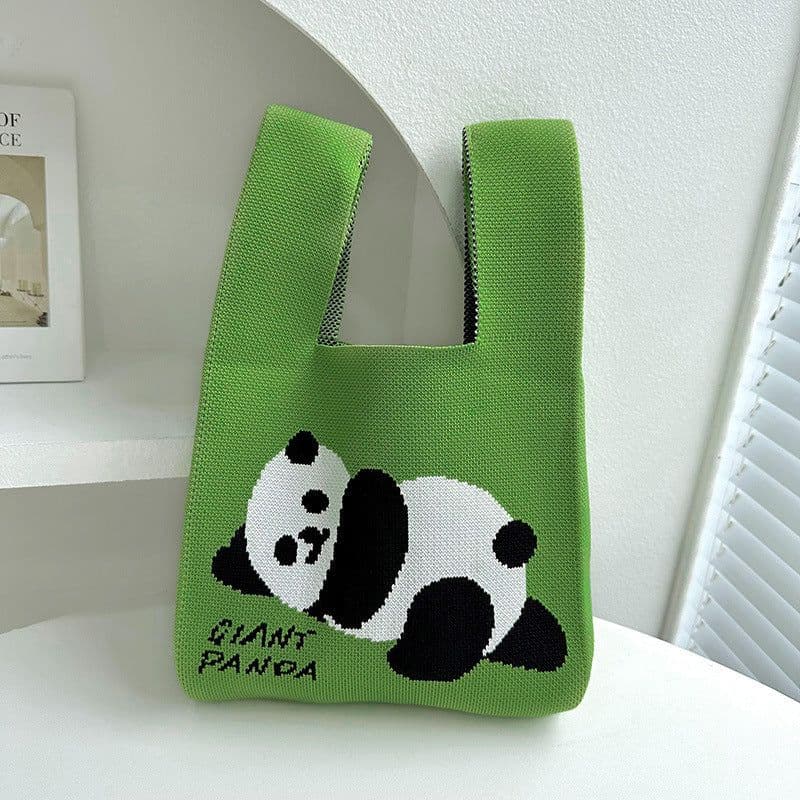 image-Vest Bag Knitted Cute Panda Shoulder Handbag