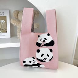 image-Vest Bag Knitted Cute Panda Shoulder Handbag