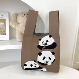 image-Vest Bag Knitted Cute Panda Shoulder Handbag